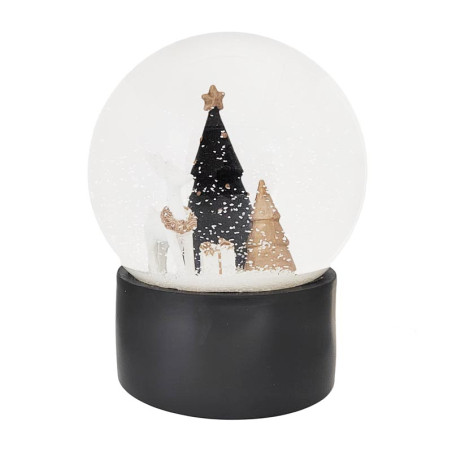 Globe a neige avec sapins noir e