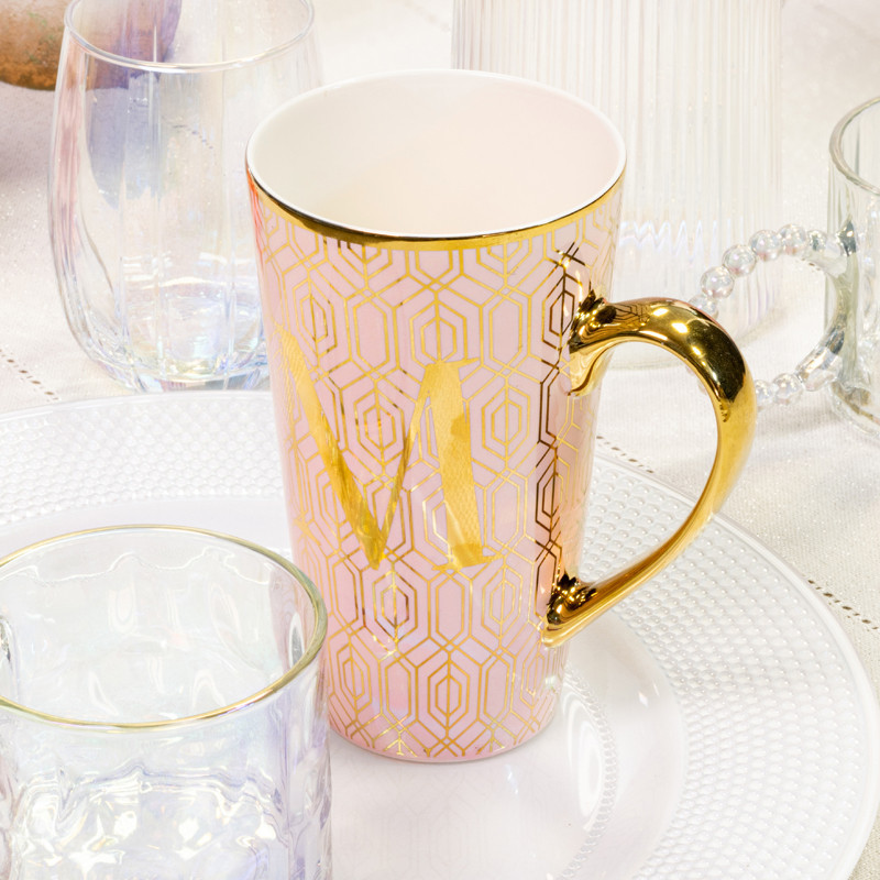 Mug deco alphabet rose gold