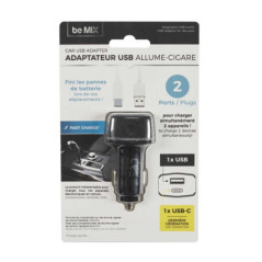 Chargeur voiture port usb et typ