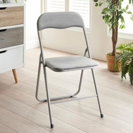 Chaise pliante velours gris