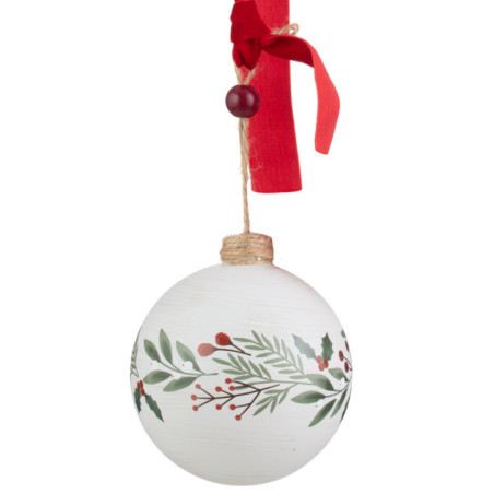 Boule de noel avec feuillage de