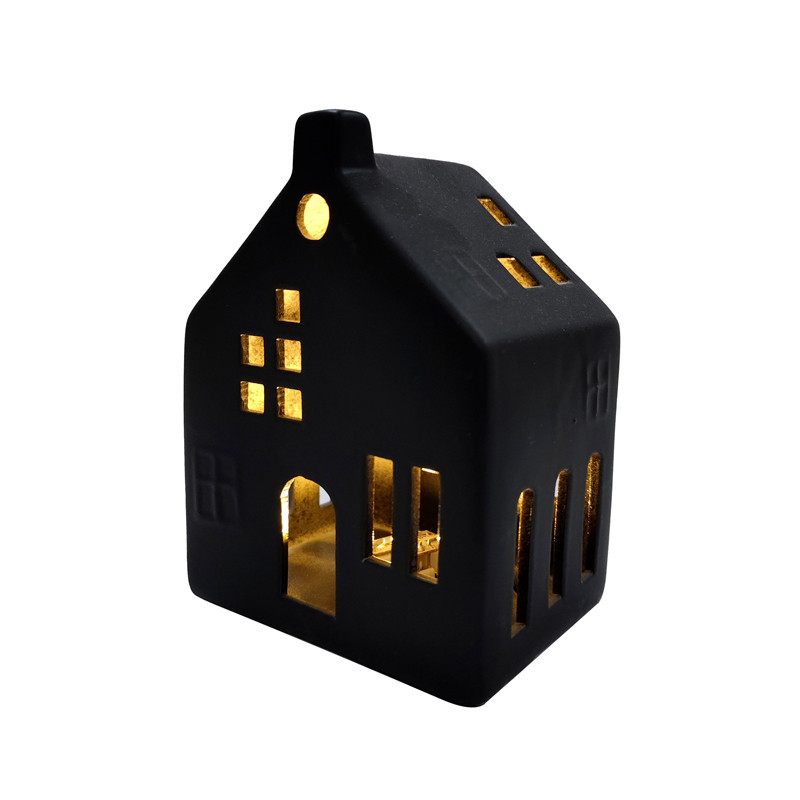 Maison ceramique noir led petit