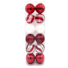 Pack de 12 boules 10cm rouge can