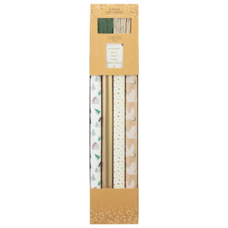 Lot de 4 rouleaux papier cadeaux