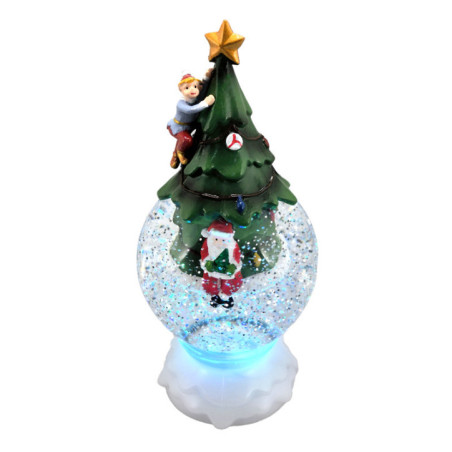 Globe lumineux pere noel ou sapi