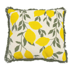 Coussin brode citron 40x40cm