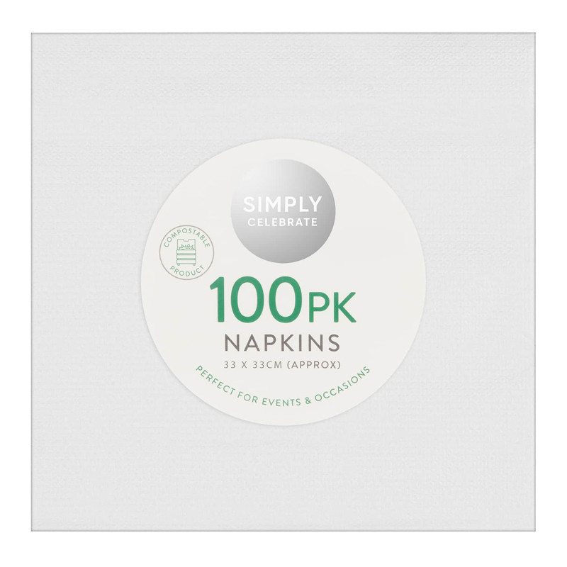 Serviettes 33x33A  x100 papier bl