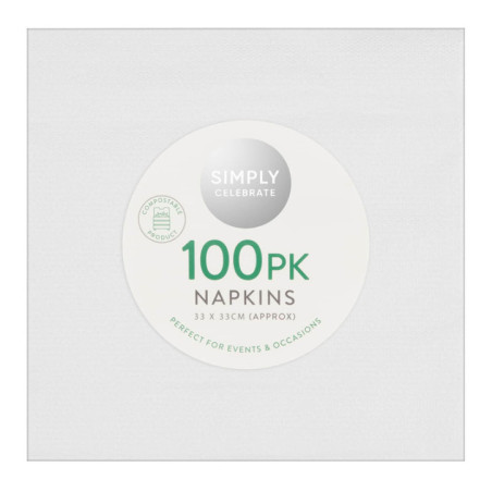 Serviettes 33x33A  x100 papier bl