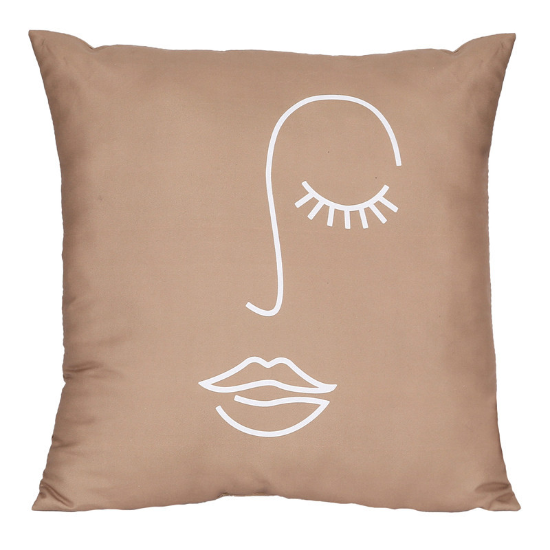 Coussin visage romy 38x38cm beig