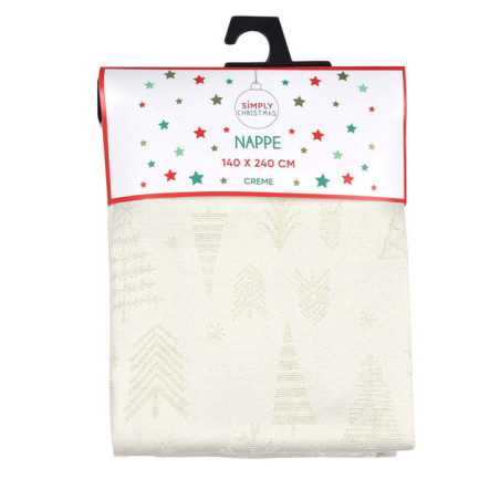 Nappe noel creme motif doree