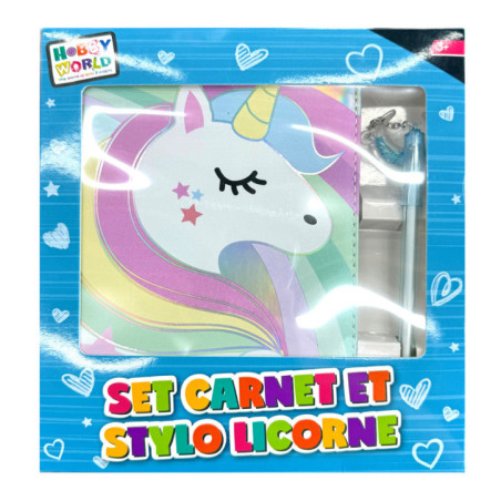 Set carnet et stylo licorne