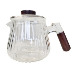 Theiere en verre et en acacia