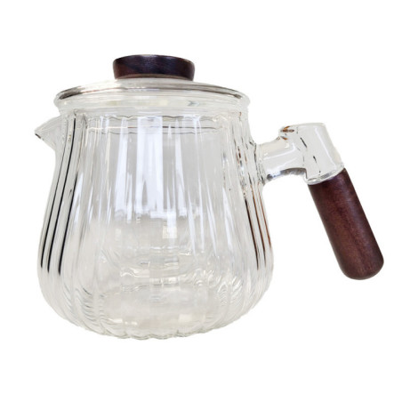 Theiere en verre et en acacia