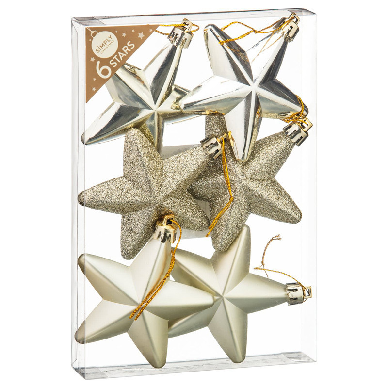 Pack de 6 etoiles dorees