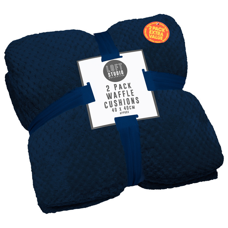 Coussin 40x40cm x2 gaufre navy