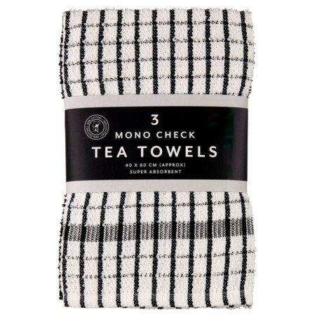 3 torchons waffle blanc/noir