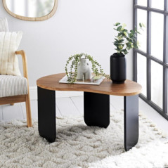 Table basse bois pieds noir