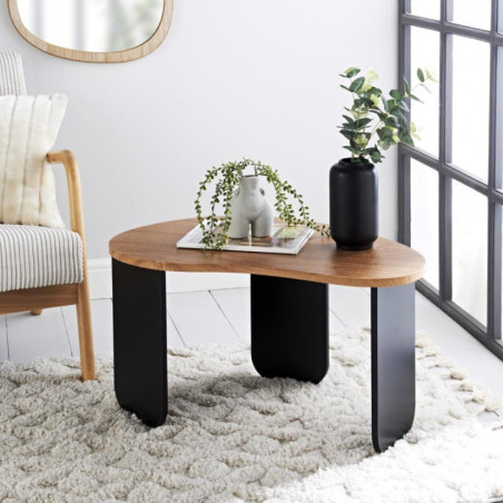 Table basse bois pieds noir