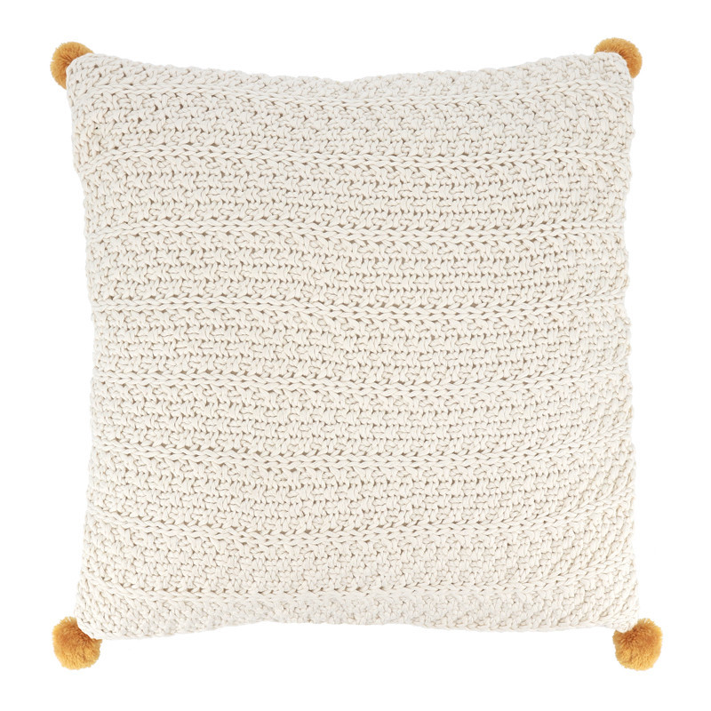 Coussin 4 pompons 40x40cm