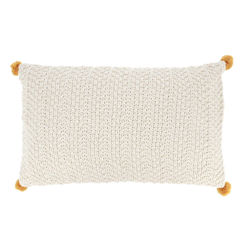 Coussin 4 pompons 30x50cm