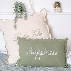 Coussin brode happiness 50x30cm