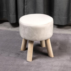 Tabouret pieds bois col beige