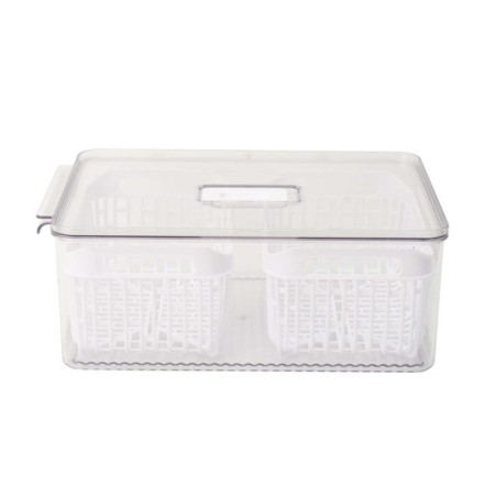 Bac rang frigo 2 panieres noir