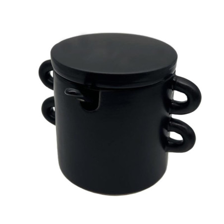 Pot a sel noir avec cuillere et