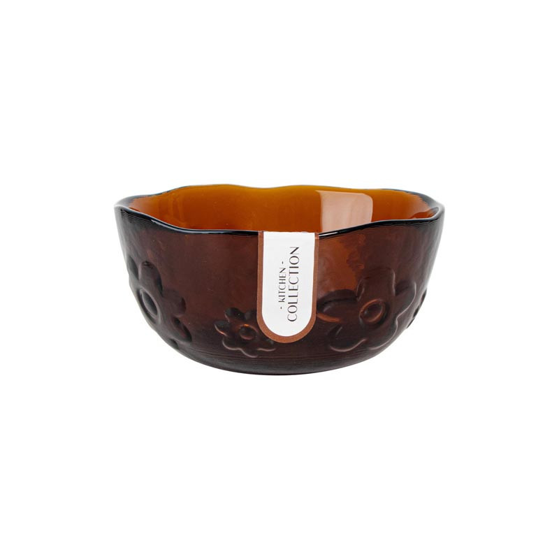Bol avec motif floral orange fum