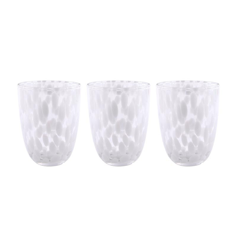 Set de 3 verre bas point blanc