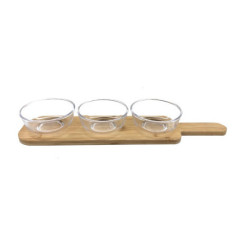 Set de 3 bols en verre avec plat