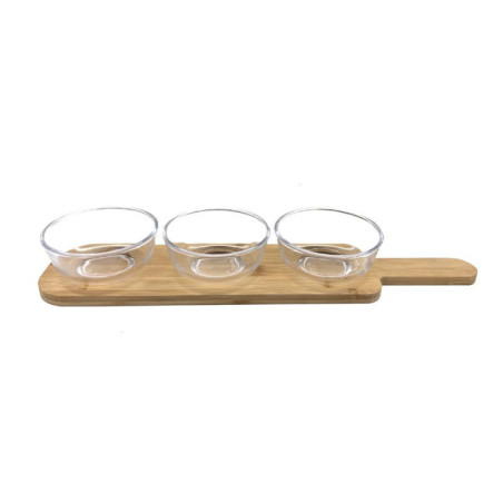 Set de 3 bols en verre avec plat