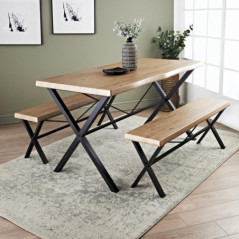 Table+ 2 bancs bords irreguliers
