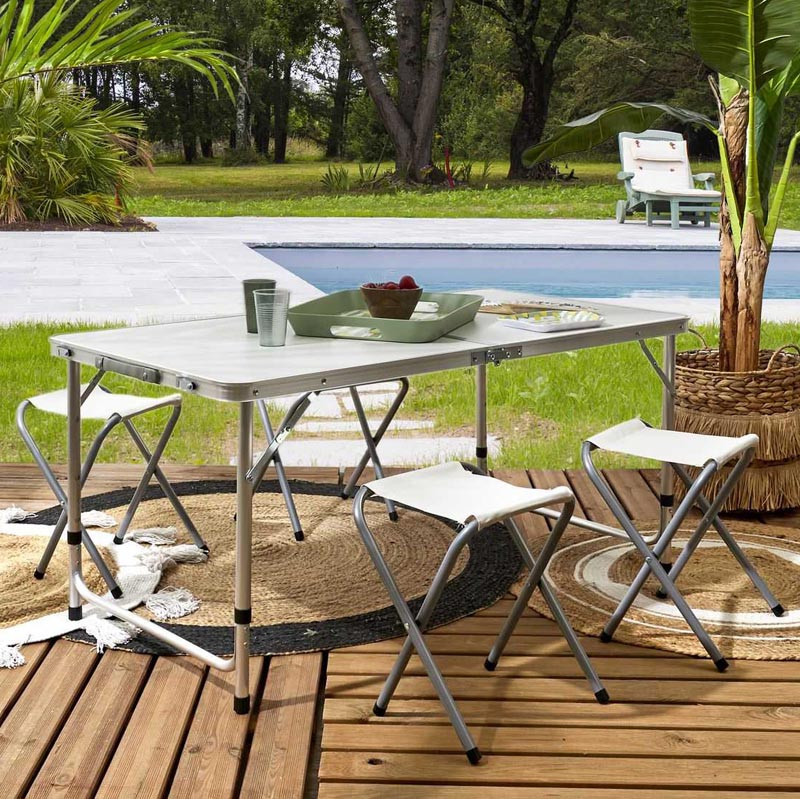 Table pliante alu +4 tabourets