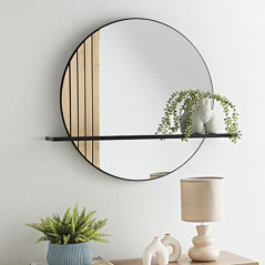 Etagere murale avec miroir rond