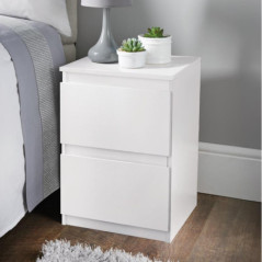 Chevet 2 tiroirs blanc mat