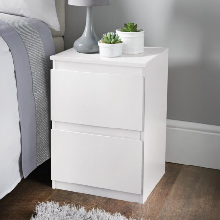 Chevet 2 tiroirs blanc mat