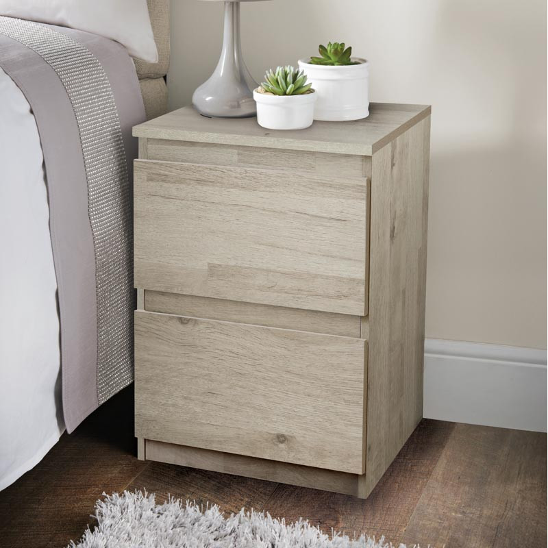 Chevet 2 tiroirs bois clair
