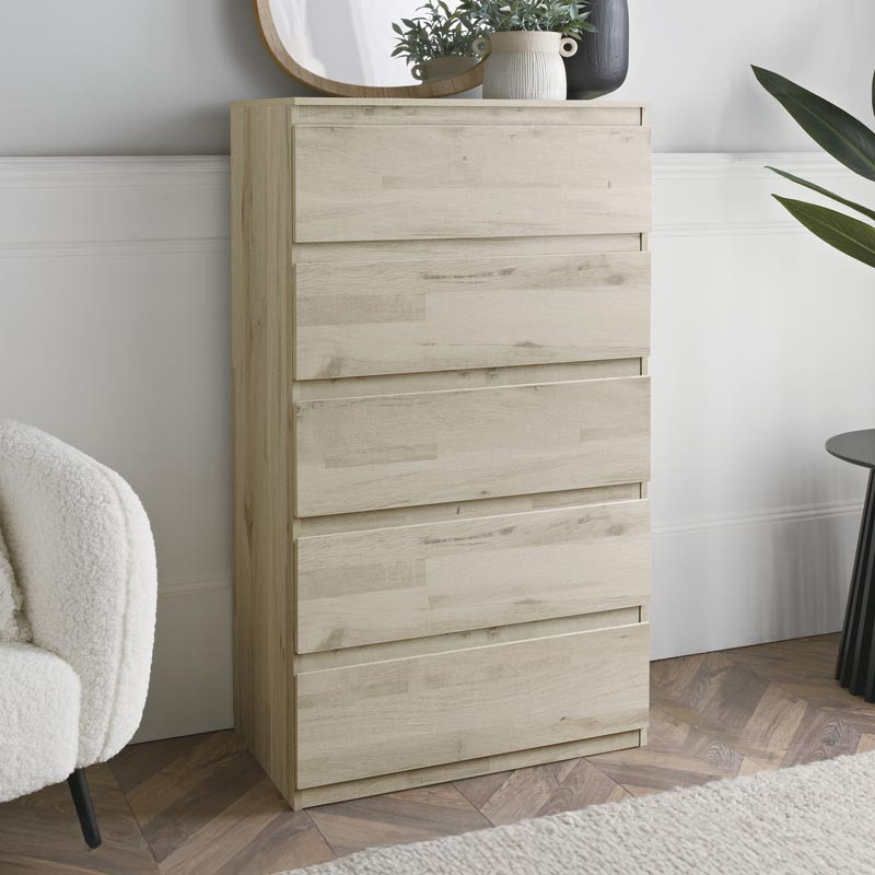 Commode 5 tiroirs clair