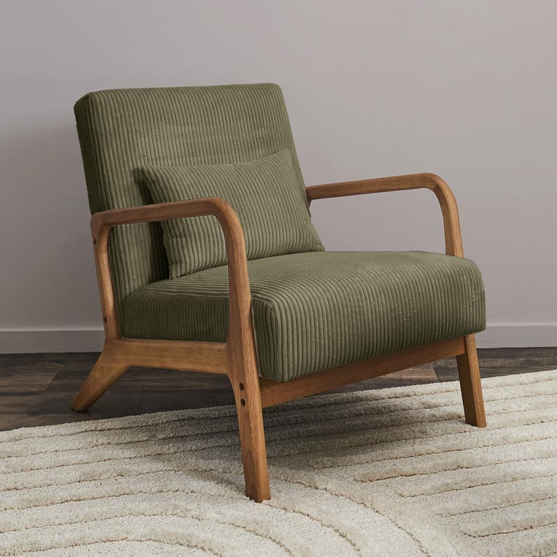 Fauteuil velours andrew kaki