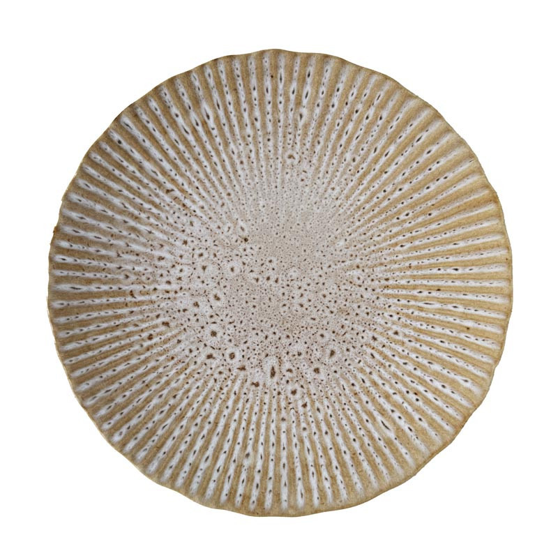 Assiette a dessert striee marron