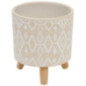 Pot deco ethnique sur pieds bois