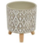 Pot deco ethnique sur pieds bois