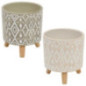 Pot deco ethnique sur pieds bois