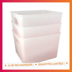 Lot x3 bac de rangement pastel