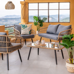 Salon de jardin 4p avec coussins