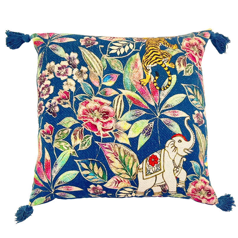 Coussin print pompons 50x50cm