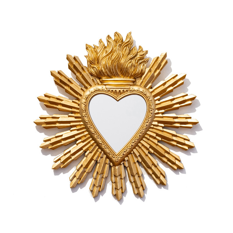 Miroir ex voto coeur or
