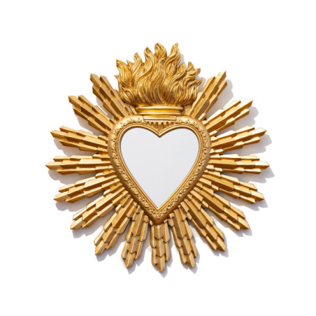 Miroir ex voto coeur or