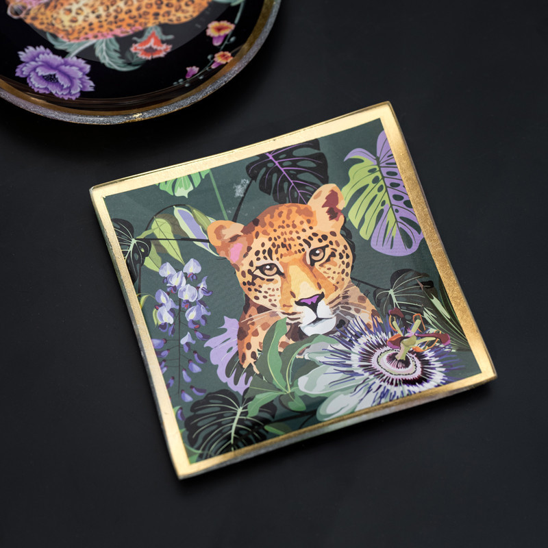 Coupelle a bijoux carre leopard